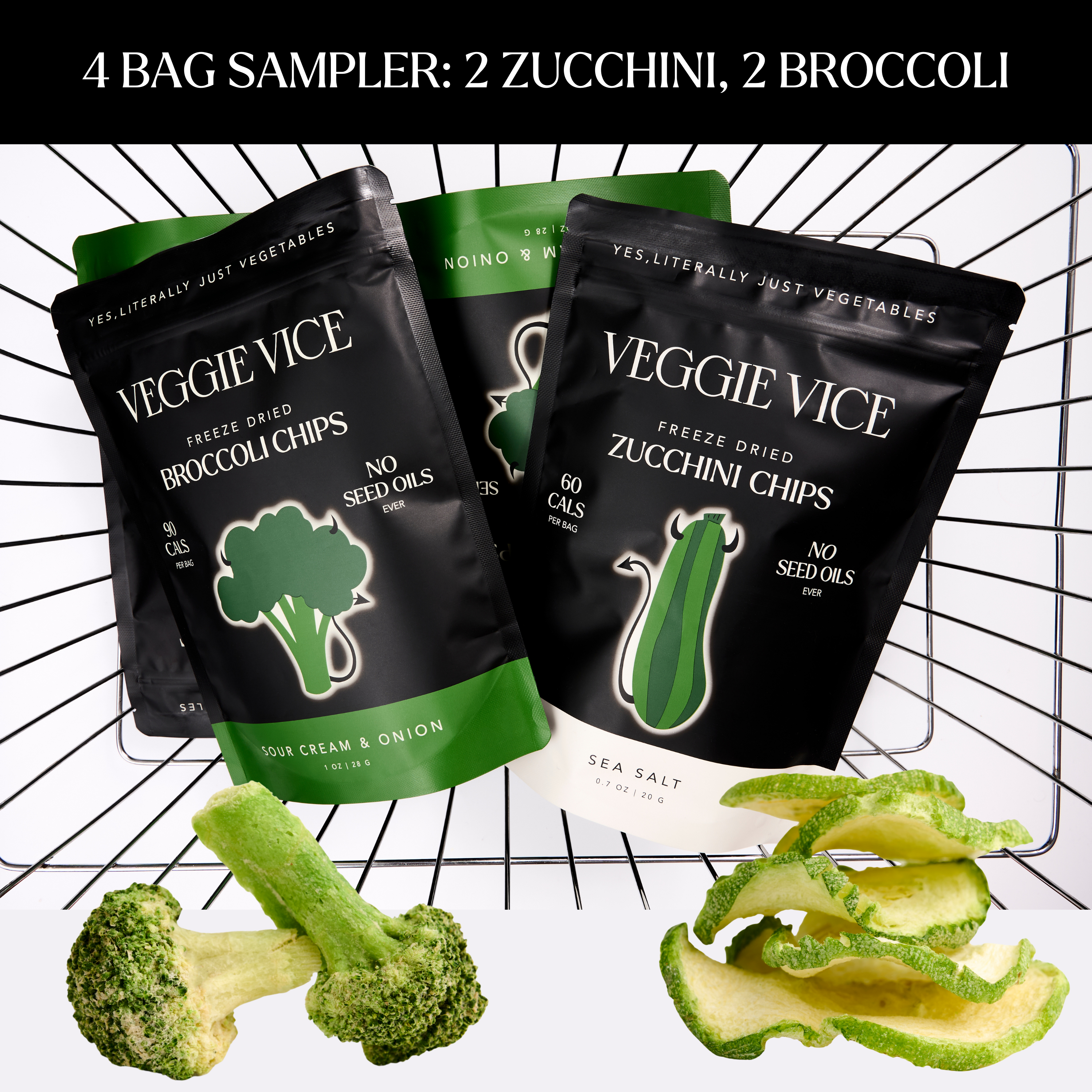 Vice Pack - 4 Bag Sampler: 2x Zucchini & 2x Broccoli – Veggie Vice
